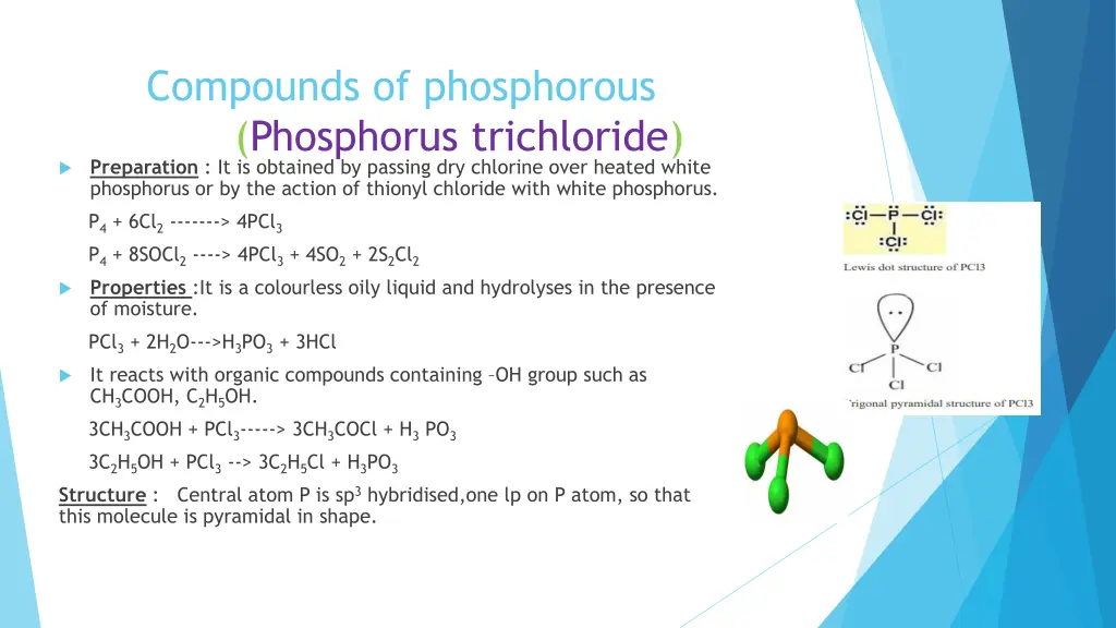 compounds of phosphorous phosphorus trichloride