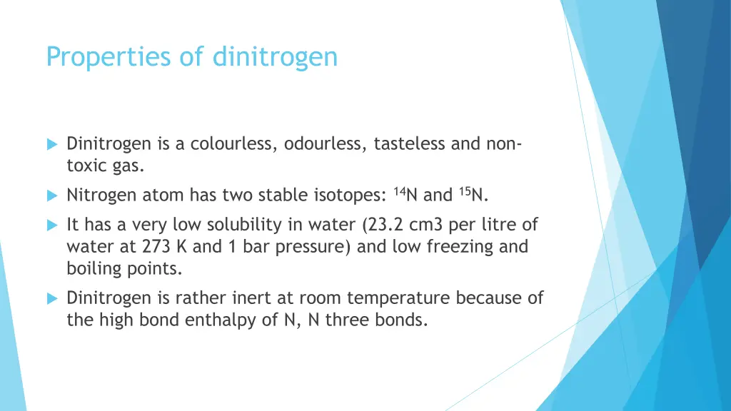 properties of dinitrogen