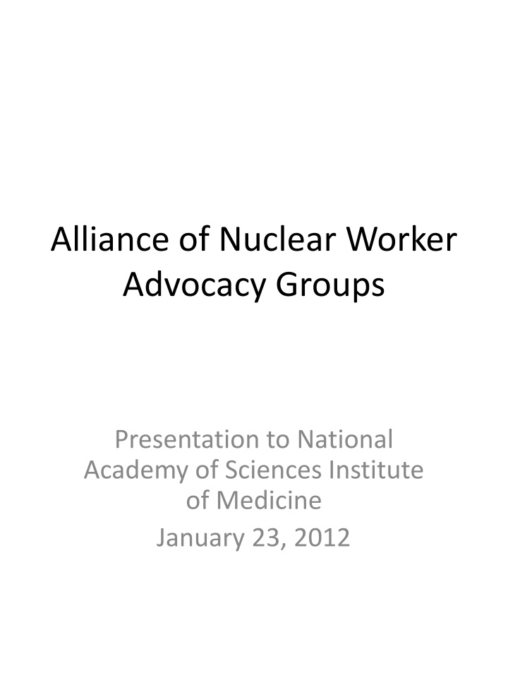 alliance of nuclear worker advocacy groups