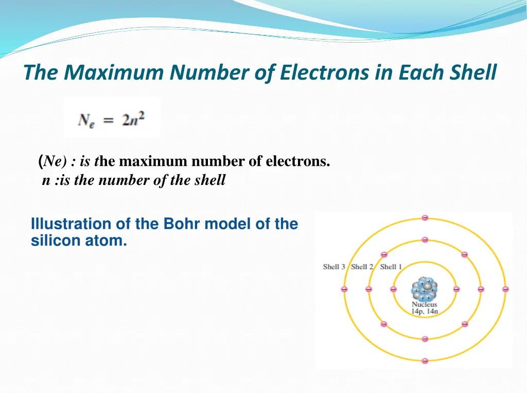 the maximum number of electrons in each shell