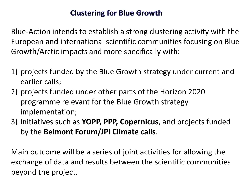 clustering for blue growth