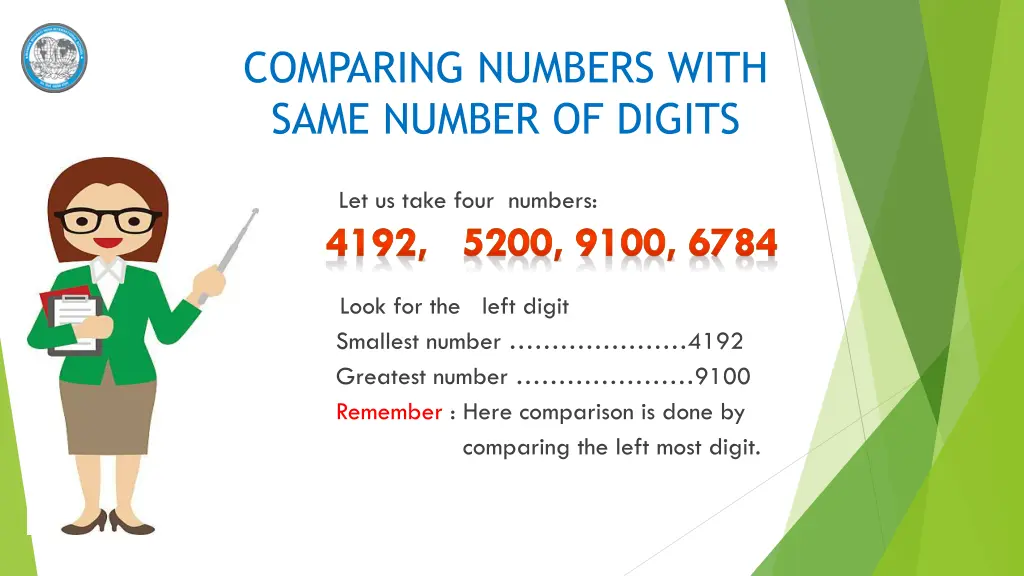 comparing numbers with same number of digits