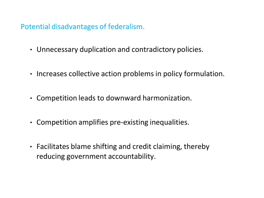 potential disadvantages of federalism