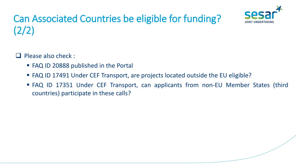 can associated countries be eligible for funding