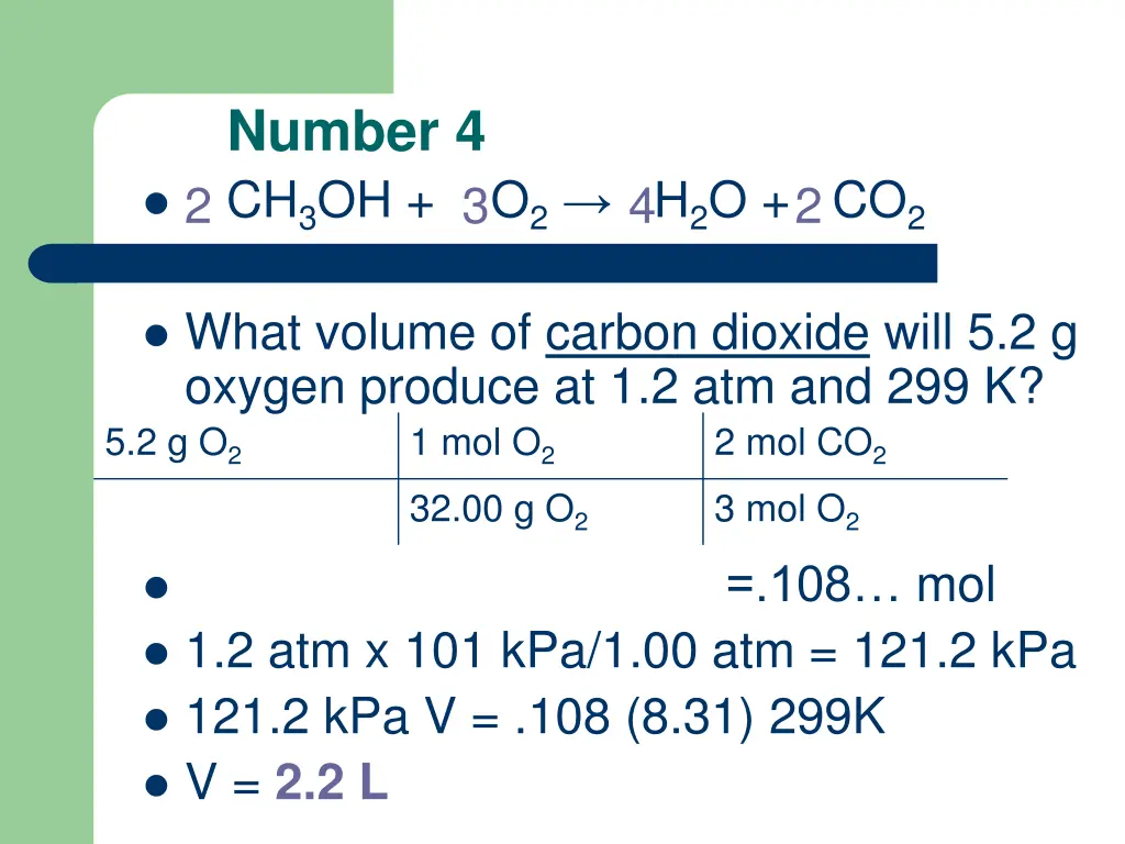 number 4 ch 3 oh o 2 h 2 o co 2 2 3 4 2