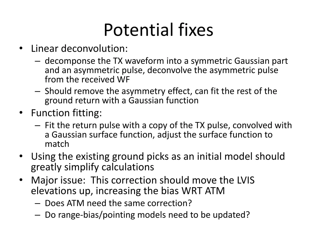 potential fixes