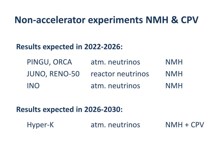 non accelerator experiments nmh cpv