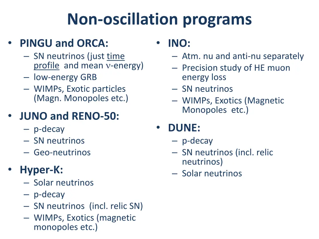 non oscillation programs