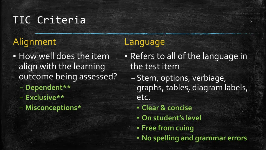 tic criteria