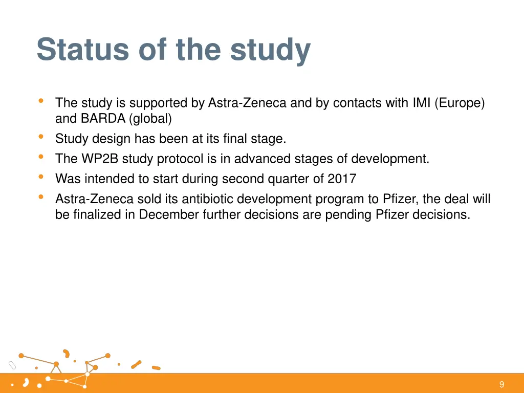 status of the study