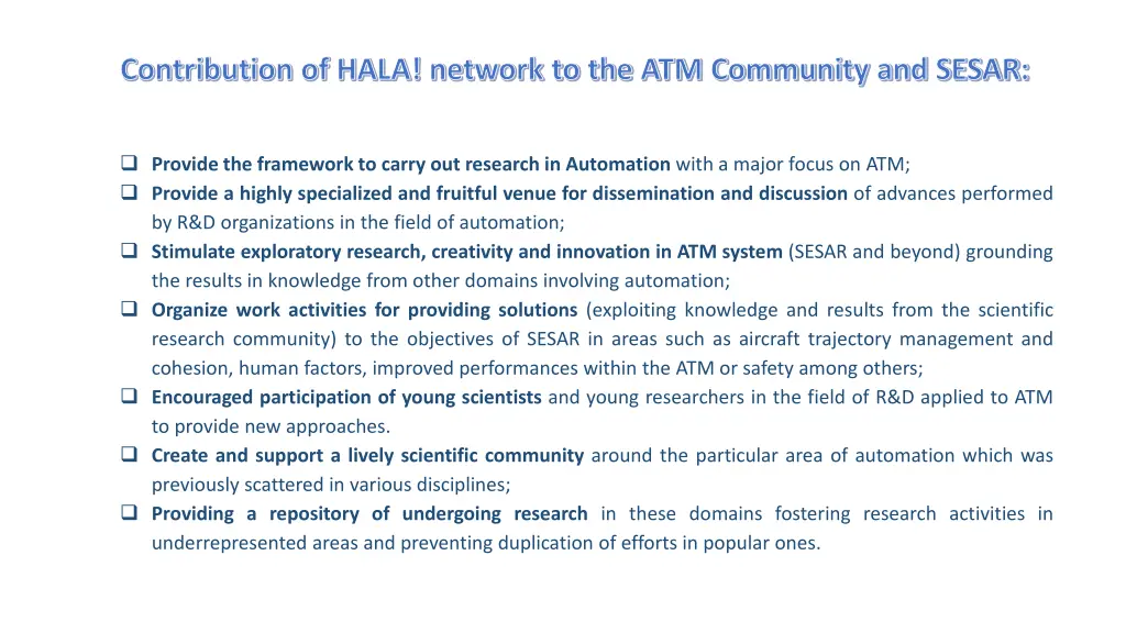 contribution of hala network to the atm community