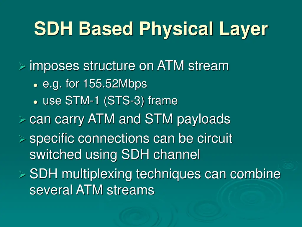 sdh based physical layer