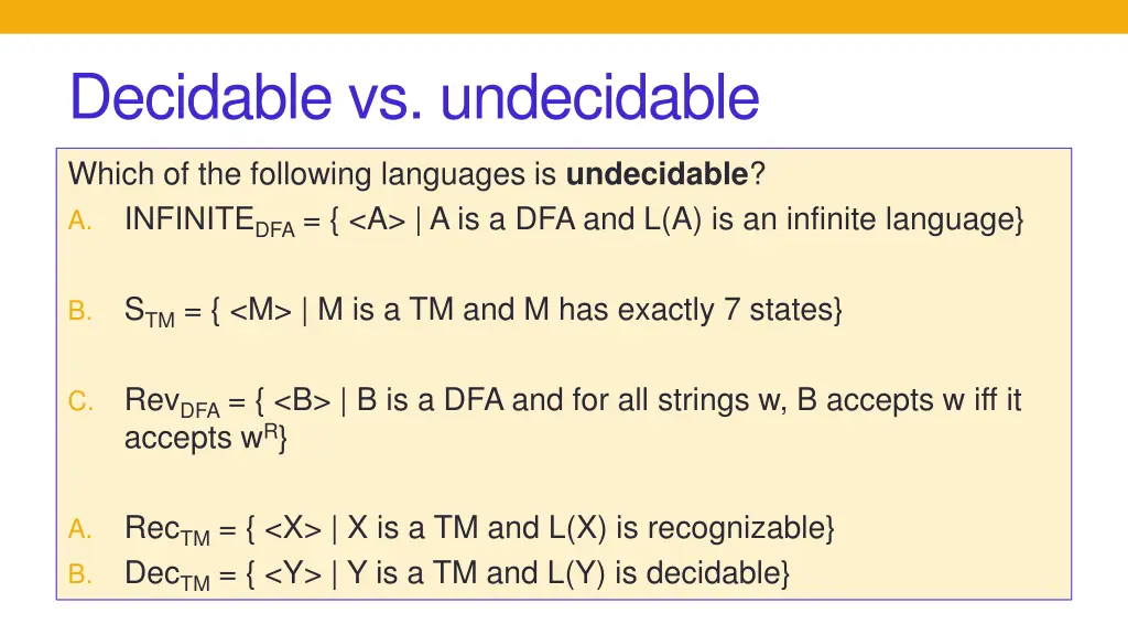 decidable vs undecidable