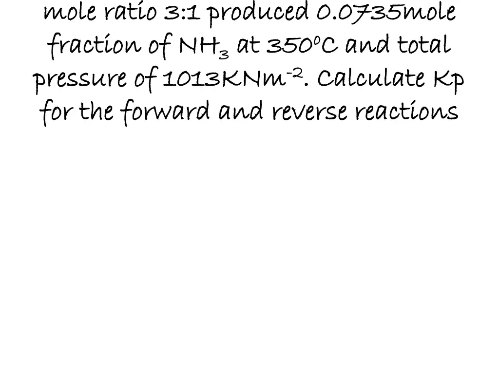 in an experiment h in an experiment h mole ratio