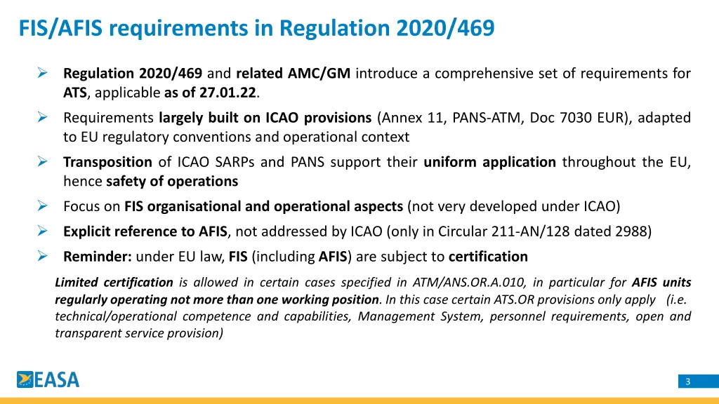 fis afis requirements in regulation 2020 469