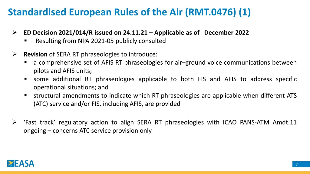 standardised european rules of the air rmt 0476 1