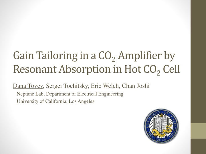 gain tailoring in a co 2 amplifier by resonant