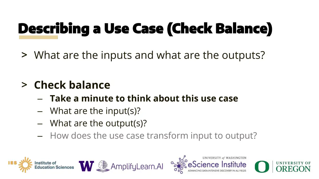 describing a use case check balance describing