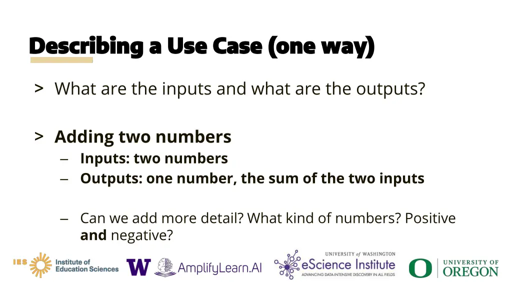 describing a use case one way describing 1