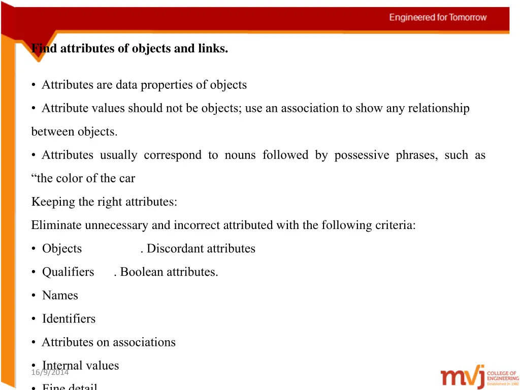 find attributes of objects and links attributes