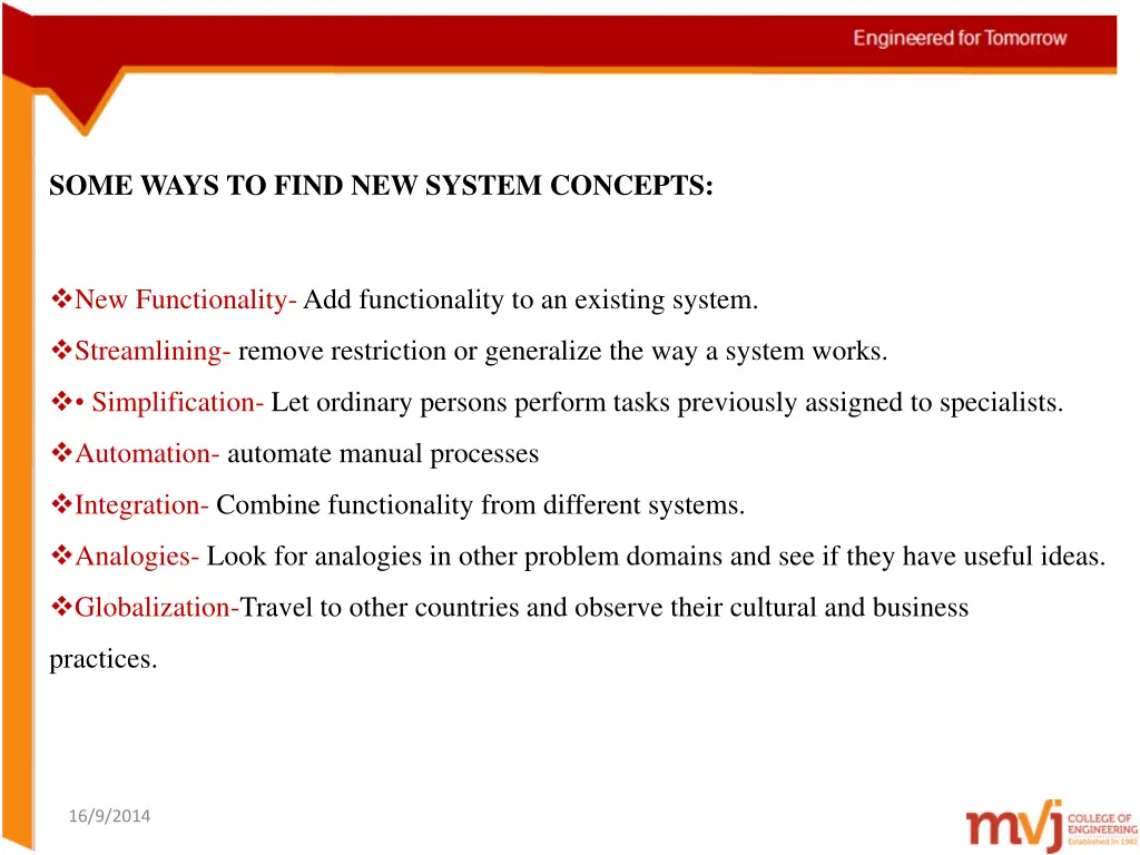 some ways to find new system concepts