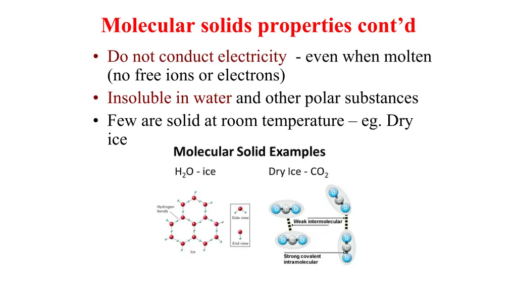 molecular solids properties cont d