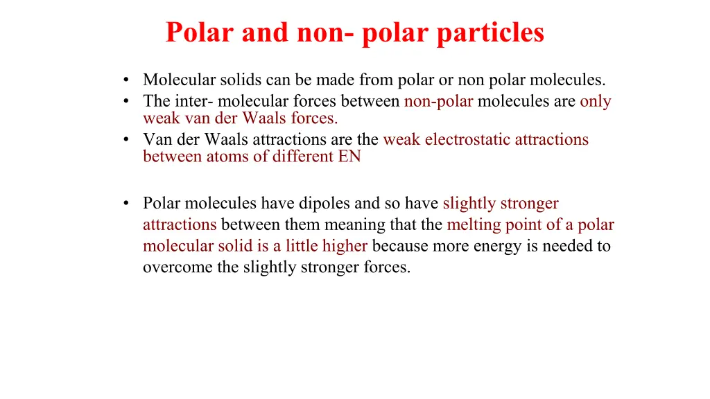 polar and non polar particles