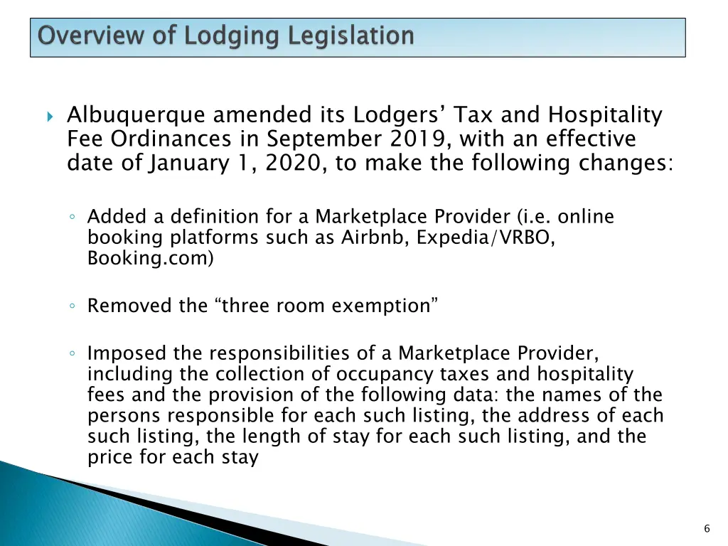 albuquerque amended its lodgers