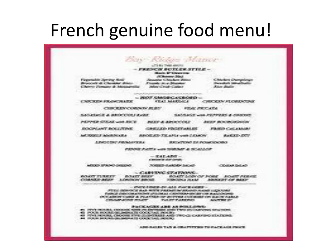 french genuine food menu