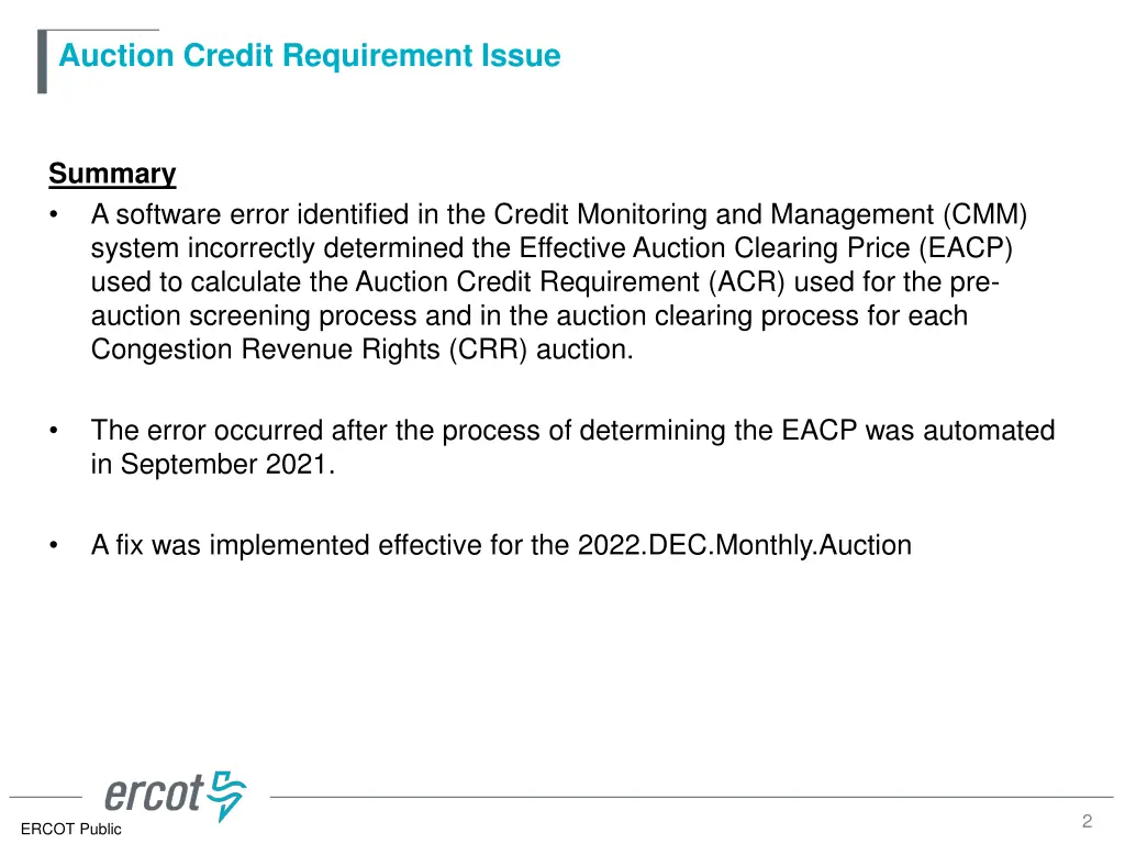 auction credit requirement issue