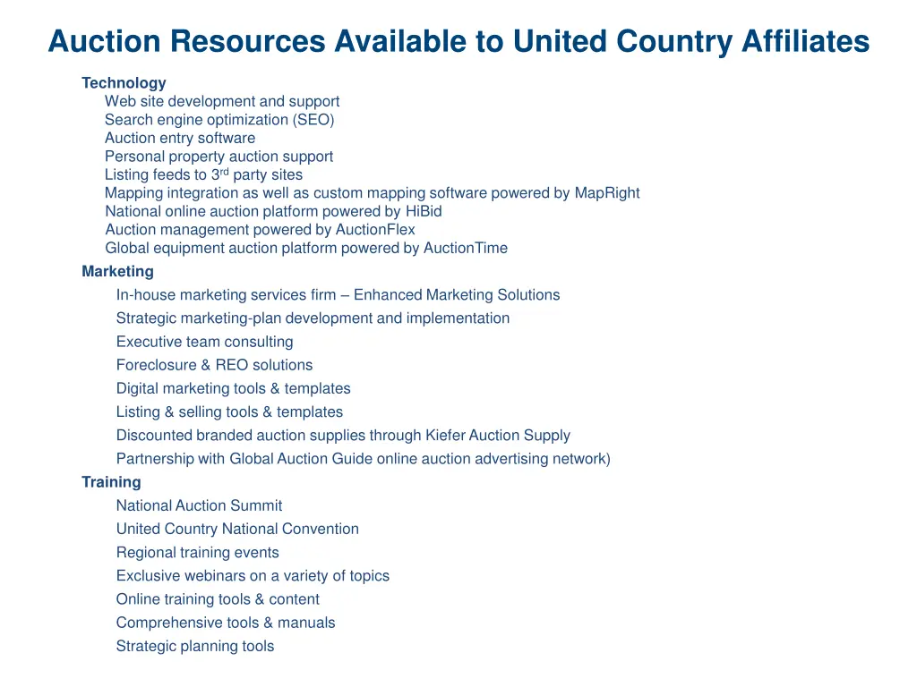 auction resources available to united country