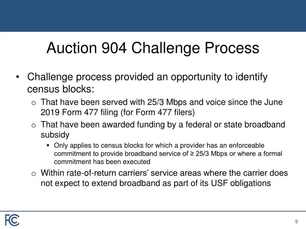 auction 904 challenge process