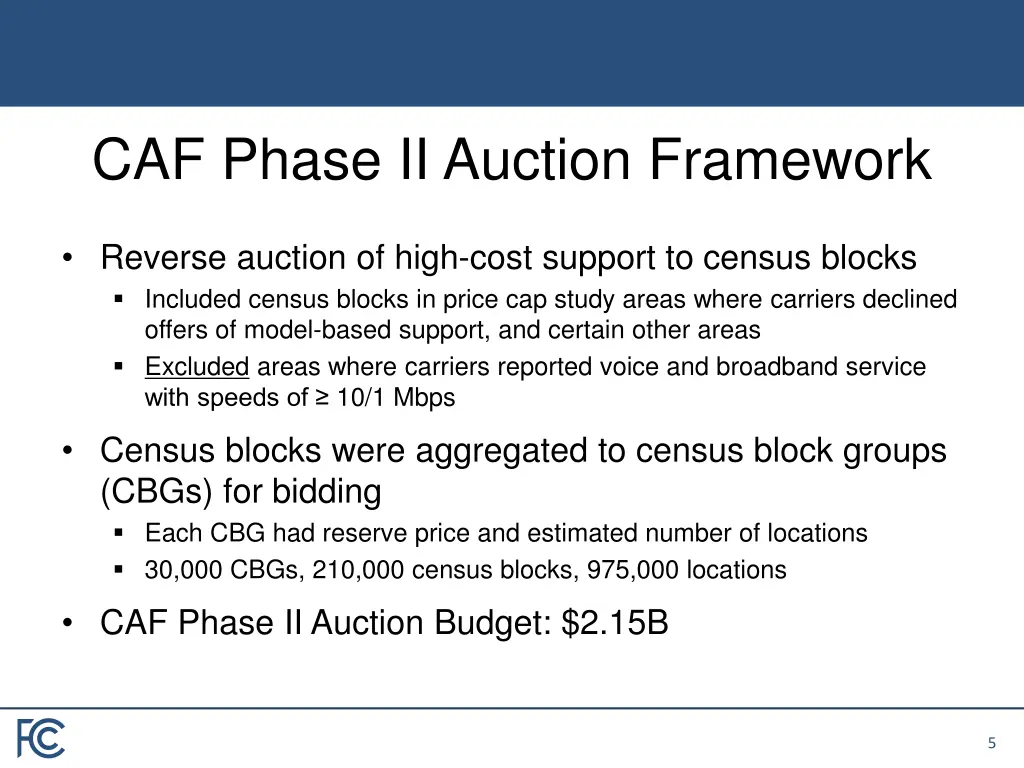 caf phase ii auction framework