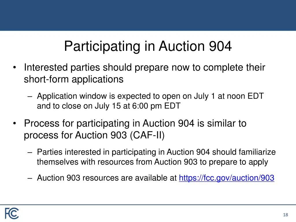 participating in auction 904