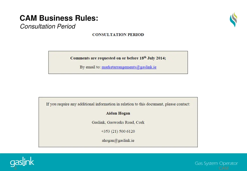 cam business rules consultation period