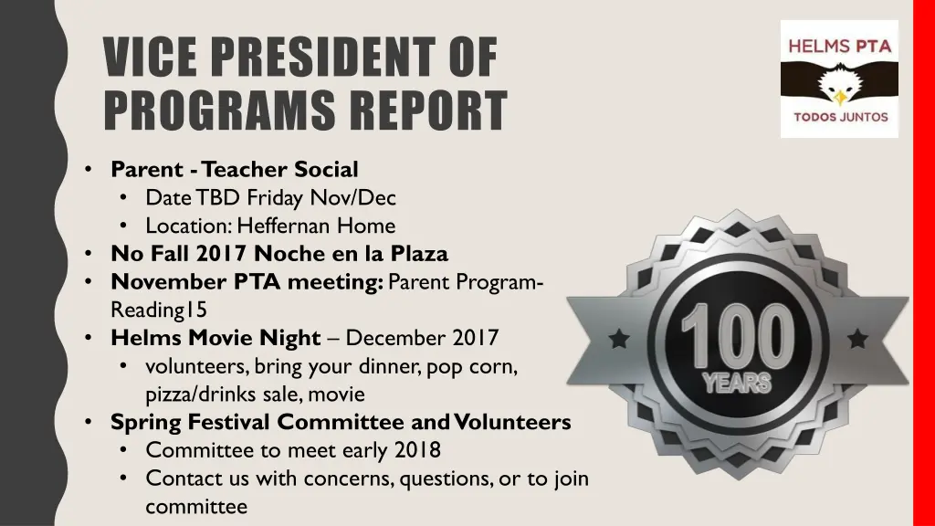 vice president of programs report 1