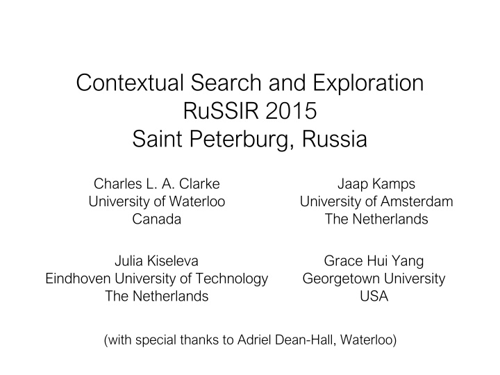 contextual search and exploration russir 2015