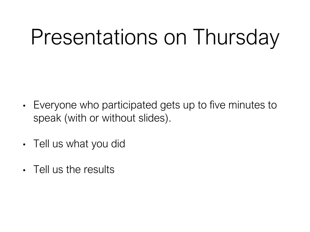 presentations on thursday