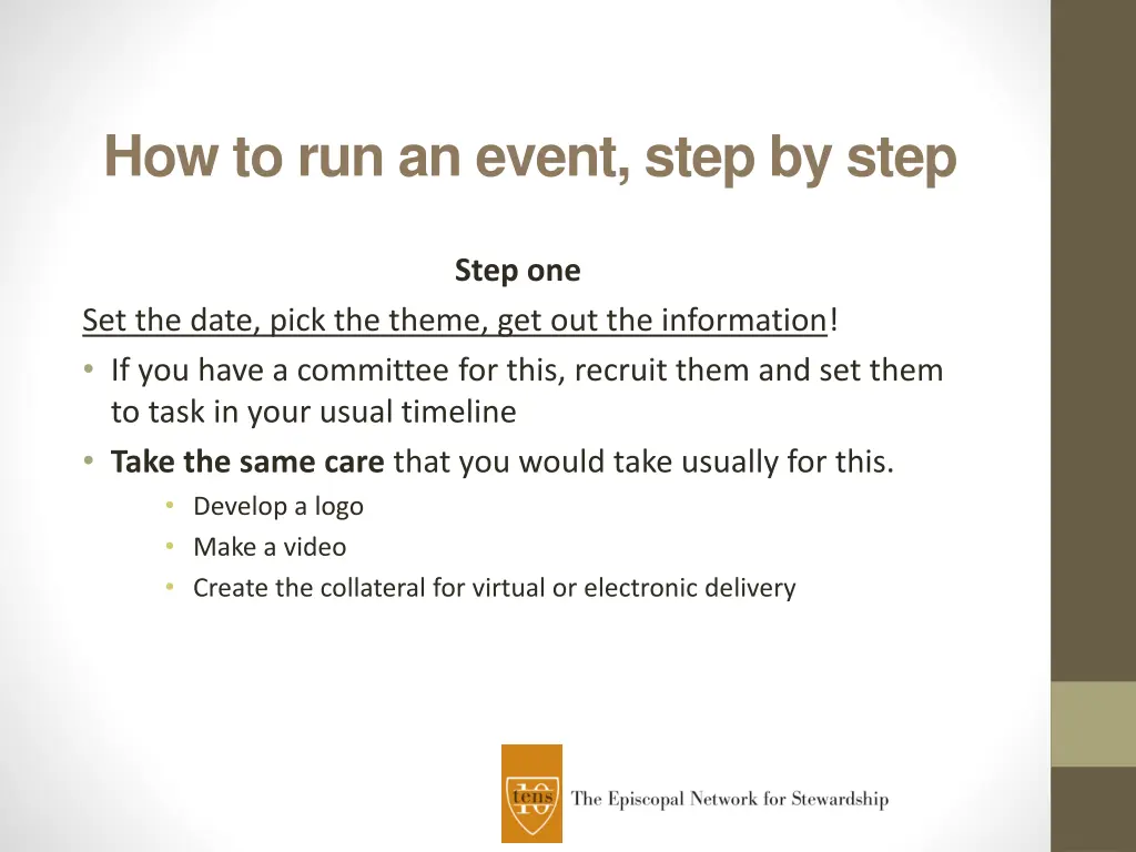 how to run an event step by step