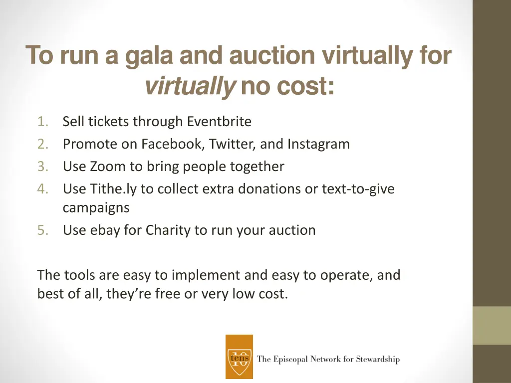 to run a gala and auction virtually for virtually