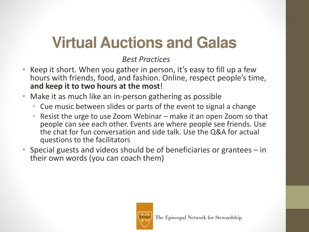 virtual auctions and galas best practices keep