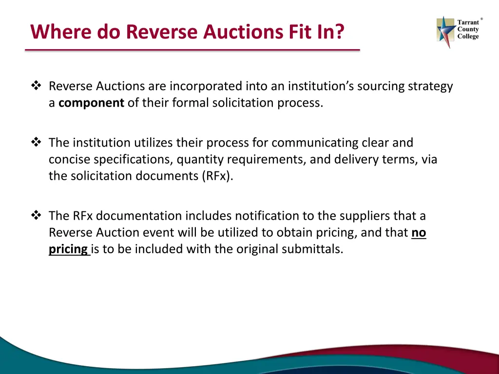 where do reverse auctions fit in