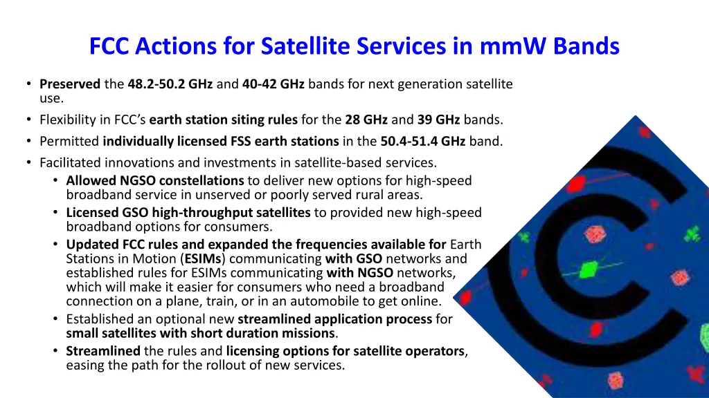 fcc actions for satellite services in mmw bands