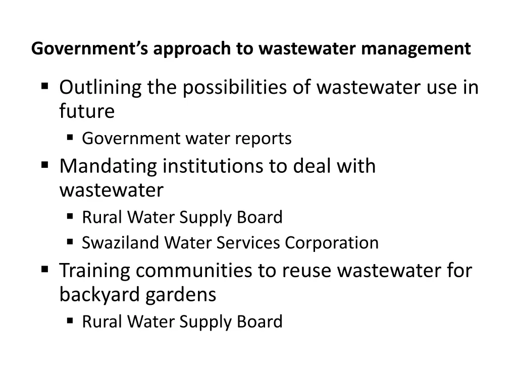 government s approach to wastewater management