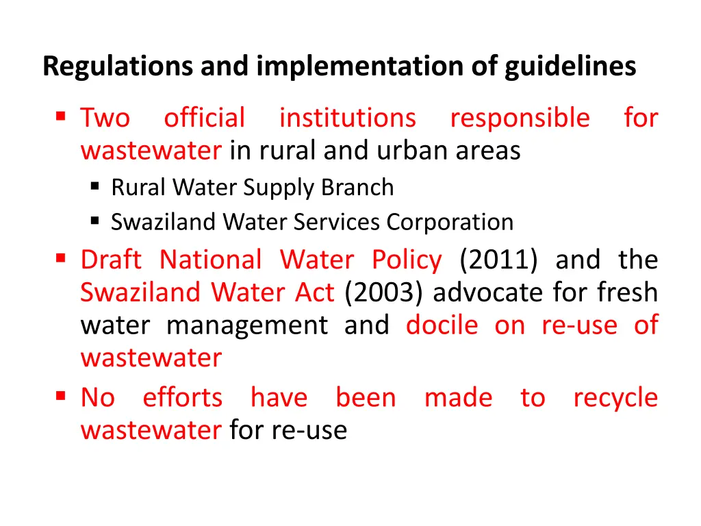 regulations and implementation of guidelines