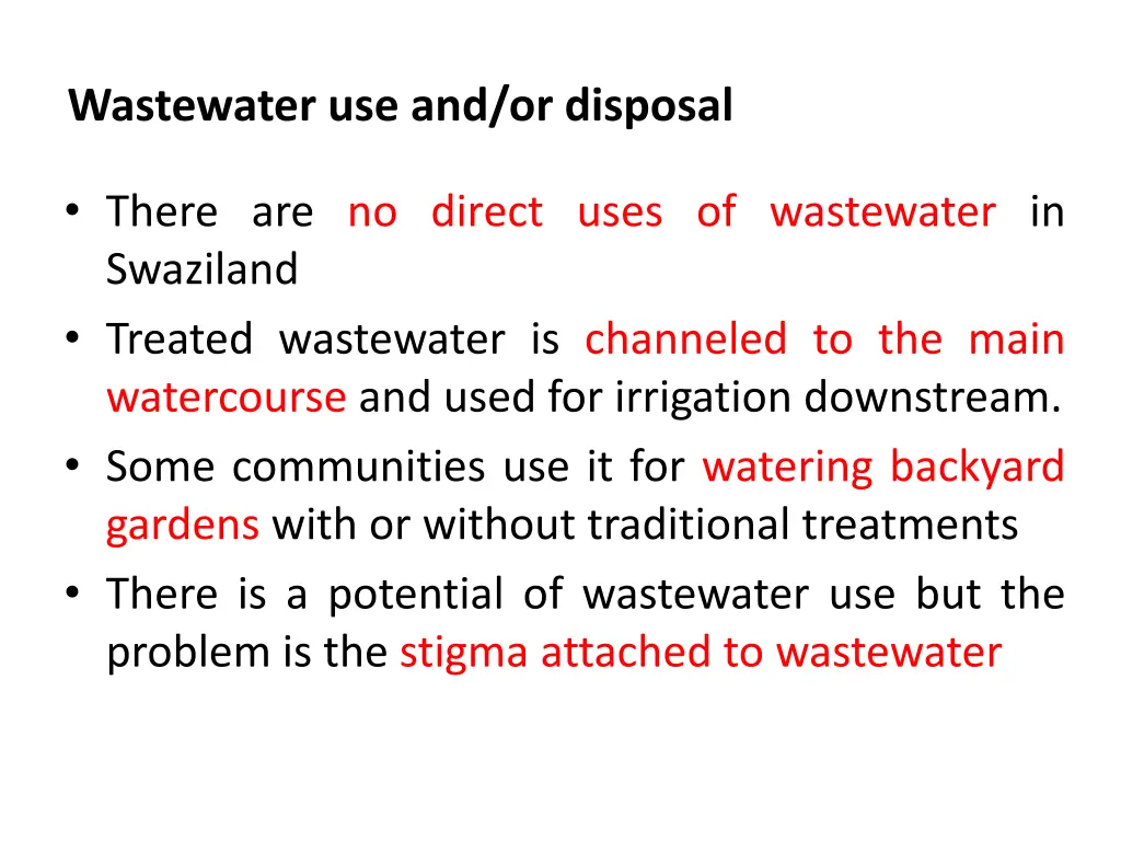 wastewater use and or disposal