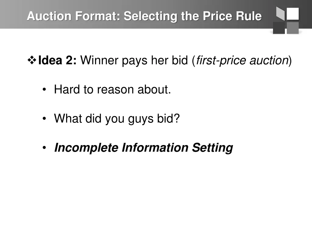 auction format selecting the price rule 1