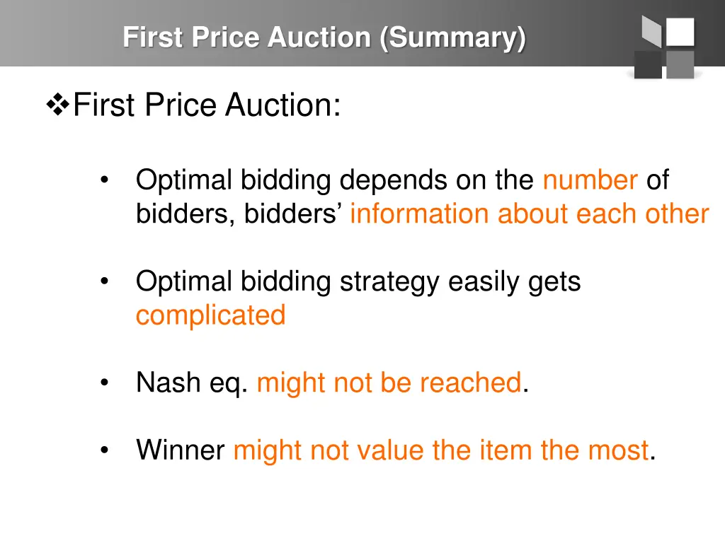 first price auction summary