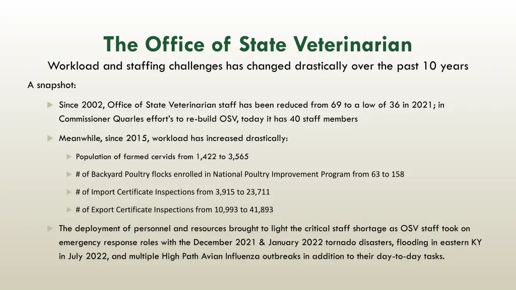 the office of state veterinarian workload