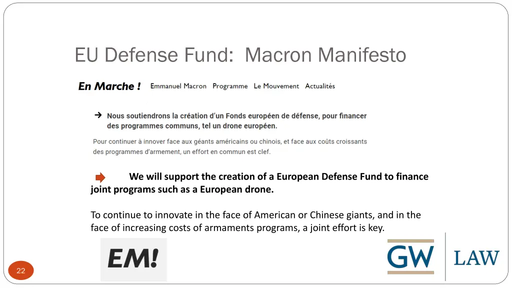 eu defense fund macron manifesto